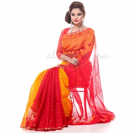 Traditional Muslin silk sharee with Jamdani work from Tangail with Beautiful design